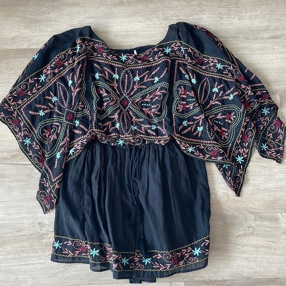 Free People Bohemian Batiste Frida Embroidered Dress/Top sz S - Picture 2 of 8